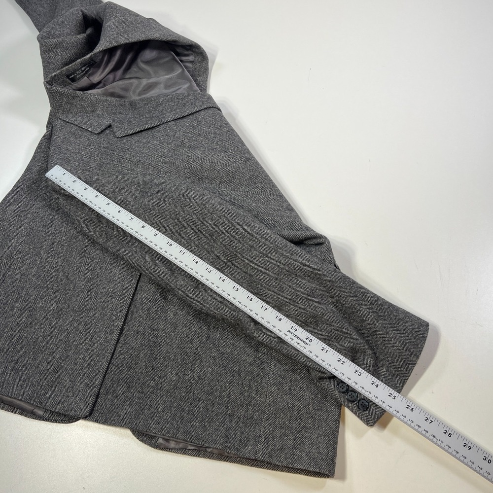 Chereskin Camel Hair Blazer Mens Long 44 Gray Herringbone Tweed Coat Jacket - Picture 11 of 12